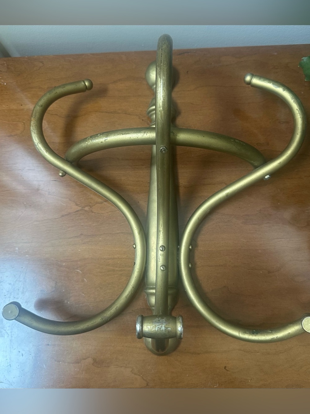 Vintage Brass Hollywood Regency Wall-Mounted Coat Rack